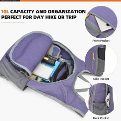 Skysper 10L Faltbarer Wanderrucksack - Ideal für Tagesausflüge, Städtetrips und