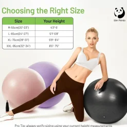 Slim Panda Gymnastikball 65CM, Pezziball mit Pumpe, Explosionsgeschützt, für