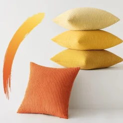 Slozzi 4er Set Kordsamt Kissenbezüge 50x50 cm Orange, weich und pflegeleicht