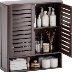 SMIBUY Bambus Badezimmerschrank zur Wandmontage, platzsparend über der Toilette