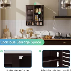 SMIBUY Bambus Badezimmerschrank zur Wandmontage, platzsparend über der Toilette