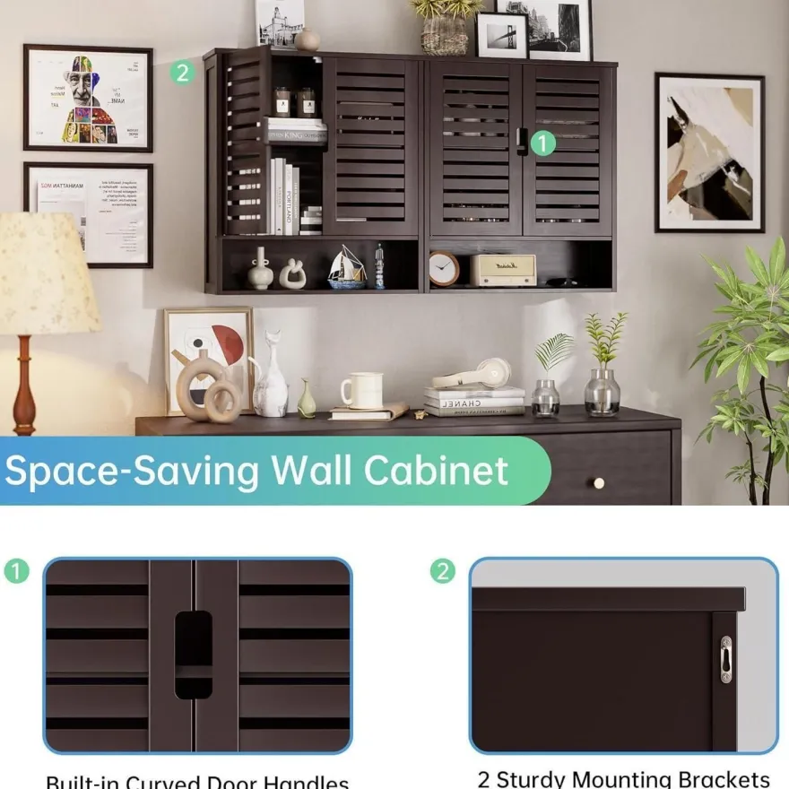 SMIBUY Bambus Badezimmerschrank zur Wandmontage, platzsparend über der Toilette