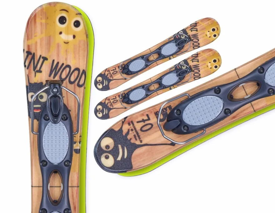 Snowblades Mini Woody Ski Blades Kurzski Vollholzkernski Bügelbindung