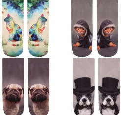 Socken Katze Katzen Hunde Strümpfe Socke Sneaker Motiv Motive Eyecatcher neu
