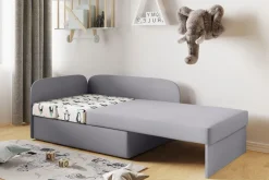 Sofa Kindersofa Schlafsofa inkl. Bettkasten MAILO Seite Rechts Stoff Grau