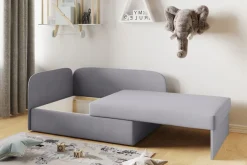 Sofa Kindersofa Schlafsofa inkl. Bettkasten MAILO Seite Rechts Stoff Grau