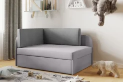 Sofa Kindersofa Schlafsofa inkl. Bettkasten MAILO Seite Rechts Stoff Grau