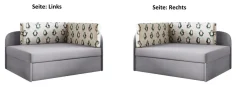Sofa Kindersofa Schlafsofa inkl. Bettkasten MAILO Seite Links Stoff Hellgrau-Ros