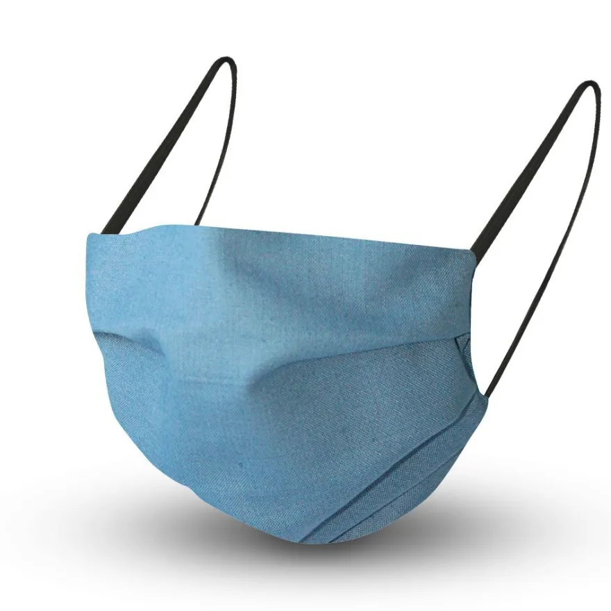 Soft beatembare Maske aus Baumwolle mit zertifiziertem Innenvlies - Graublau - 15435