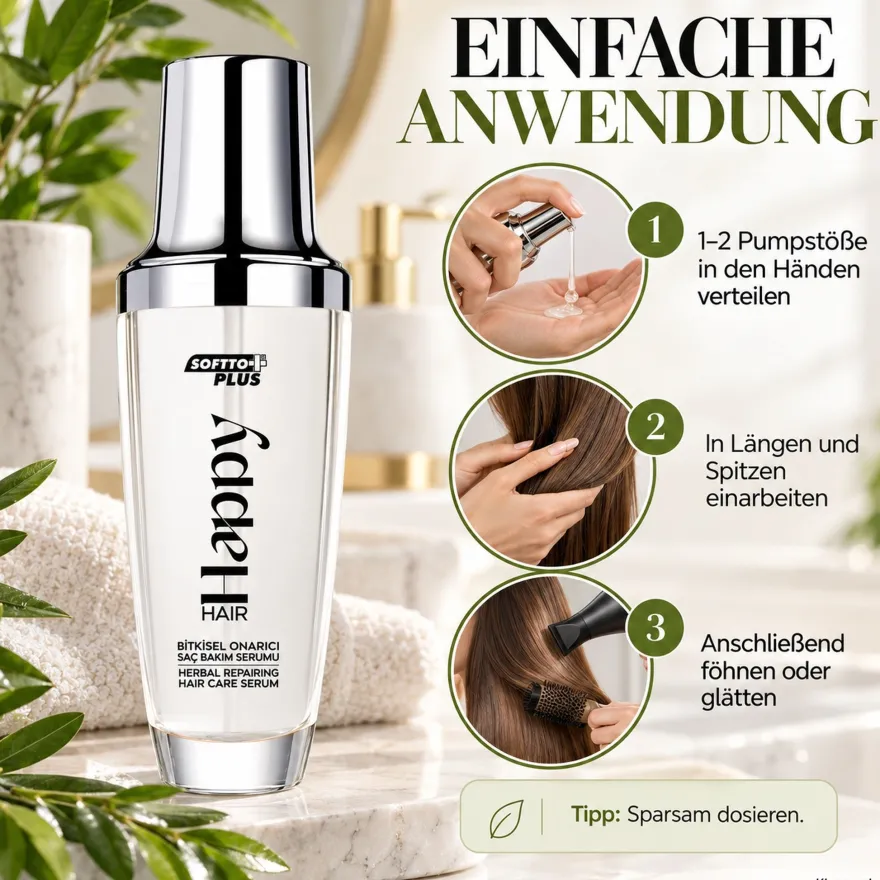Softto+Plus Happy Hair Serum | Hitzeschutz Argan & Keratin Anti-Frizz | 100 ml