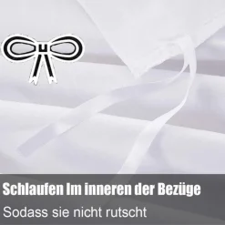 Soifox Bettwäsche Weiß 135x200 cm 4-teilig - 2 Bettbezüge & 2 Kissenbezüge