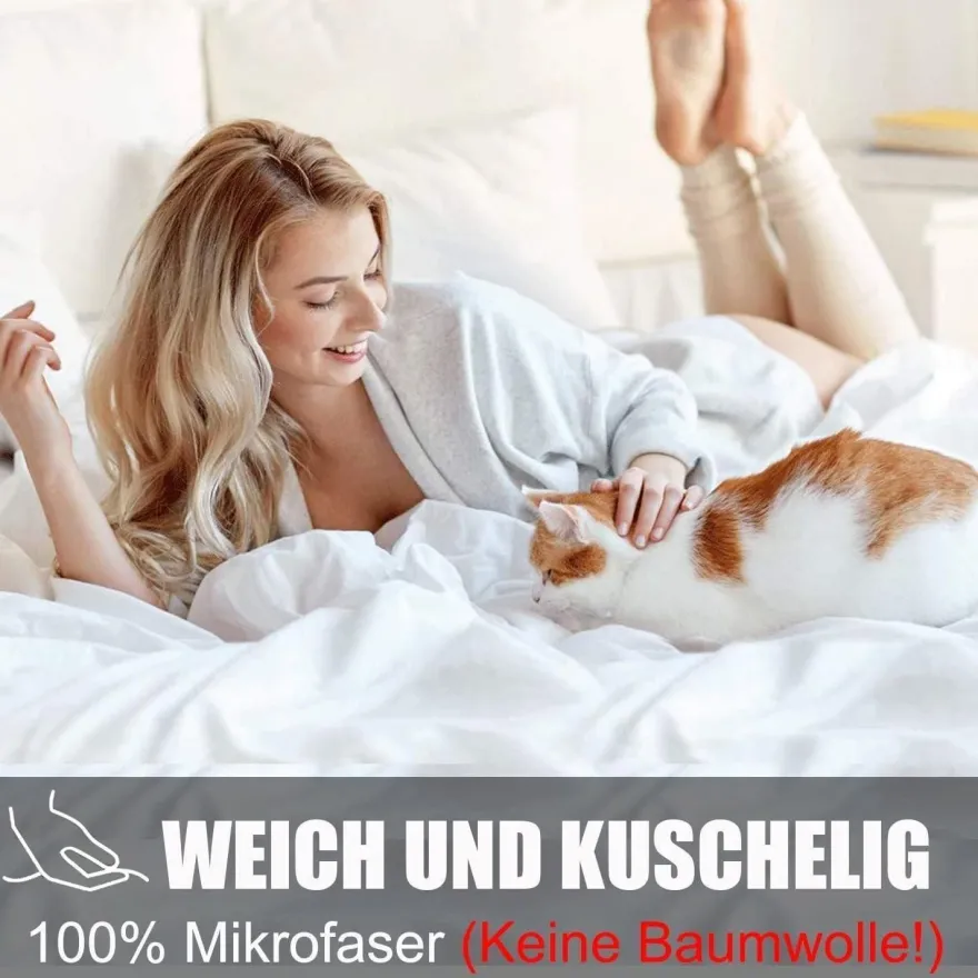 Soifox Bettwäsche 140x200 cm Weiß - Bügelfrei & Knitterfrei Mikrofaser Set