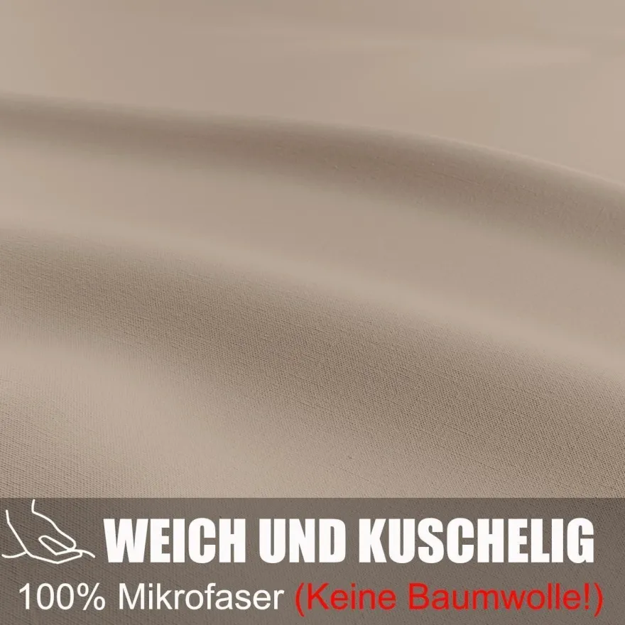 Soifox Bettwäsche 180x200 Sandy Beige Mikrofaser Bügelfrei Knitterfrei mit 2