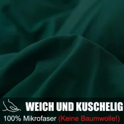 Soifox Kissenbezug 40x70 cm im 2er Set, Dunkelgrün, 100% Mikrofaser, mit