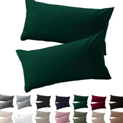 Soifox Kissenbezug 40x70 cm im 2er Set, Dunkelgrün, 100% Mikrofaser, mit