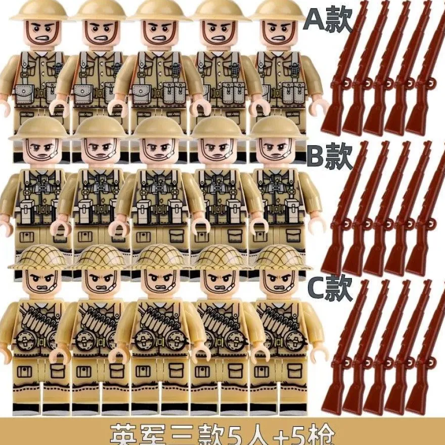 Soldat Armee WW2 WW1 Wargame Hero Spielzeug Minifigur Modelle Trooper Englisch Bauste