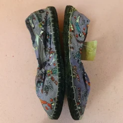 Sommerliche Natur Damen schuh Hand genaht Cotton Bequem Lila Farbe Gr. 37 Restposten