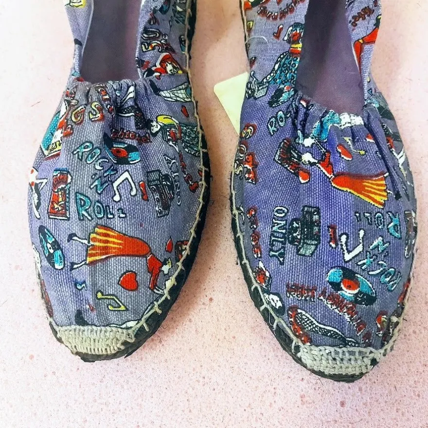 Sommerliche Natur Damen schuh Hand genaht Cotton Bequem Lila Farbe Gr. 37 Restposten