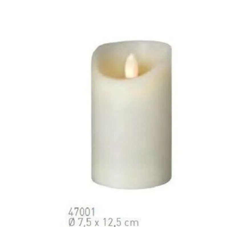 47001 Sompex Shine LED Kerze Multi LED Echtwachs Ø 7,5cm Elfenbein Höhe 12,5cm