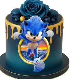 Sonic Blaue Igel Essbar Tortenaufleger Torte Geburstag Zuckermasse + NAME s07