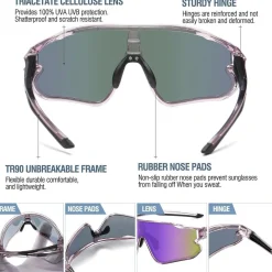 Sonnenbrille Kinder Clear Lila Rahmen Schwarz Temple Purle Linse