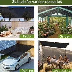 Sonnensegel Rechteckig Balkon Schattennetz 2x1m Schwarz UV-Schutz 100% HDPE
