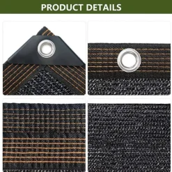 Sonnensegel Rechteckig Balkon Schattennetz 2x1m Schwarz UV-Schutz 100% HDPE