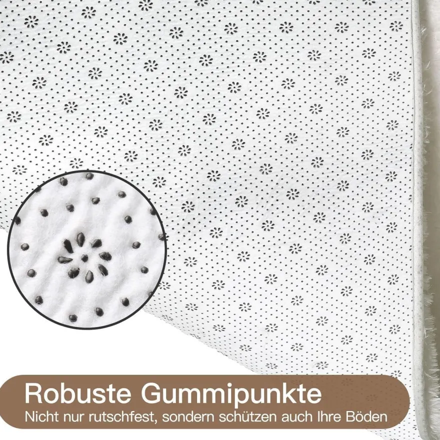 Sour Lemon Hochflor Teppich Grau 140x200 cm - Waschbar, Flauschig, Rutschfest