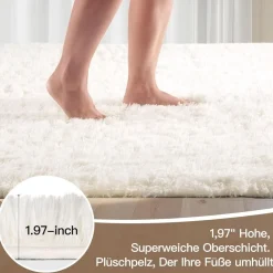 Sour Lemon Hochflor Teppich Grau 140x200 cm - Waschbar, Flauschig, Rutschfest