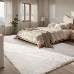 Sour Lemon Hochflor Teppich Grau 140x200 cm - Waschbar, Flauschig, Rutschfest