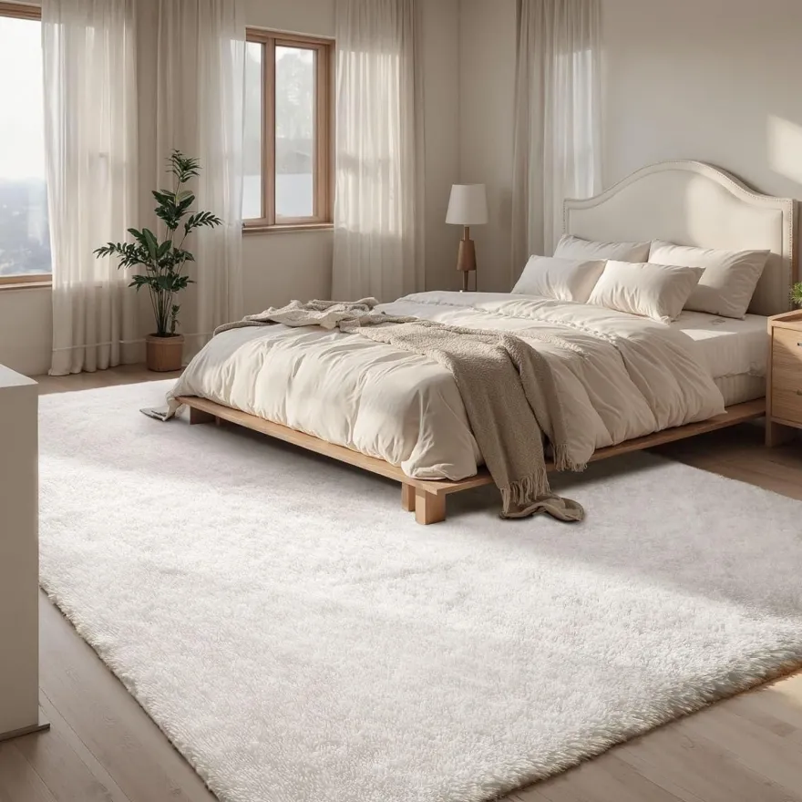 Sour Lemon Hochflor Teppich Grau 140x200 cm - Waschbar, Flauschig, Rutschfest