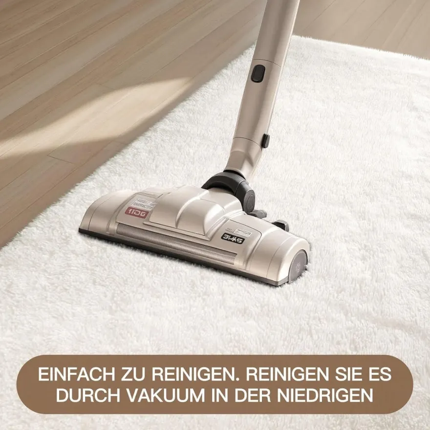 Sour Lemon Hochflor Teppich Grau 140x200 cm - Waschbar, Flauschig, Rutschfest