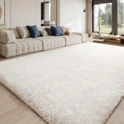 Sour Lemon Hochflor Teppich Grau 140x200 cm - Waschbar, Flauschig, Rutschfest