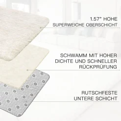 Sour Lemon Hochflor Teppich Grau 140x200 cm - Waschbar, Flauschig, Rutschfest
