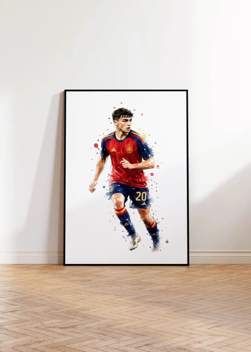 Spanien Fussball Poster · Geschenkidee · Aquarell Sport Wandbild · Deko Print