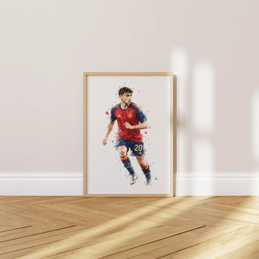 Spanien Fussball Poster · Geschenkidee · Aquarell Sport Wandbild · Deko Print