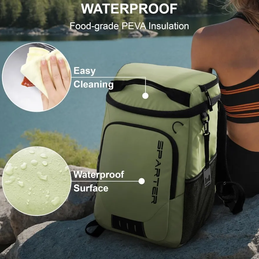 Sparter Rucksack-Kühler, isoliert, auslaufsicher, 33 Dosen, wasserdicht