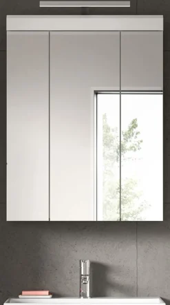Spiegelschrank Badschrank weiß Hochglanz Badezimmer Spiegel Schrank 3-türig Shawn
