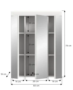 Spiegelschrank Badschrank weiß Hochglanz Badezimmer Spiegel Schrank 3-türig Shawn