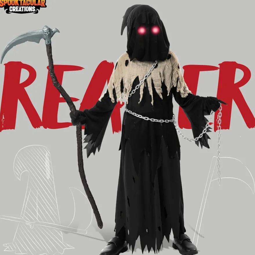 Spooktacular Creations Sensenmann Kostüm für Kinder, Halloween Grim Reaper Boy