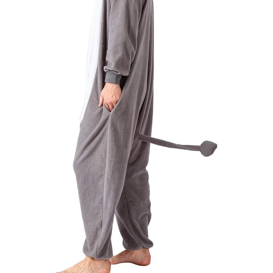 Spooktacular Creations Stitch Elefant Onesie Jumpsuit für Erwachsene, Grau