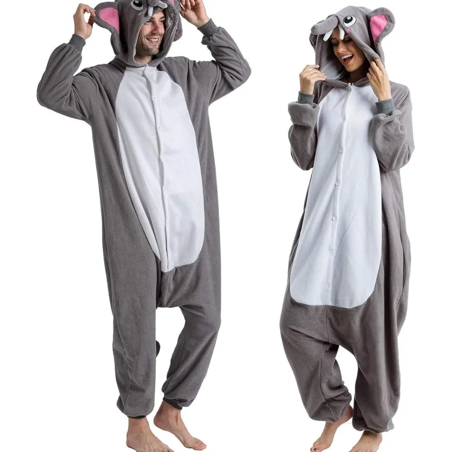 Spooktacular Creations Stitch Elefant Onesie Jumpsuit für Erwachsene, Grau