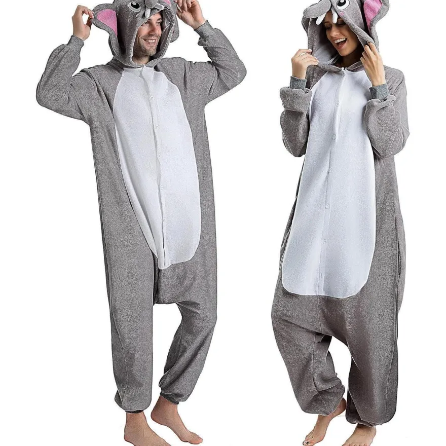 Spooktacular Creations Stitch Elefant Onesie Jumpsuit für Erwachsene, Grau