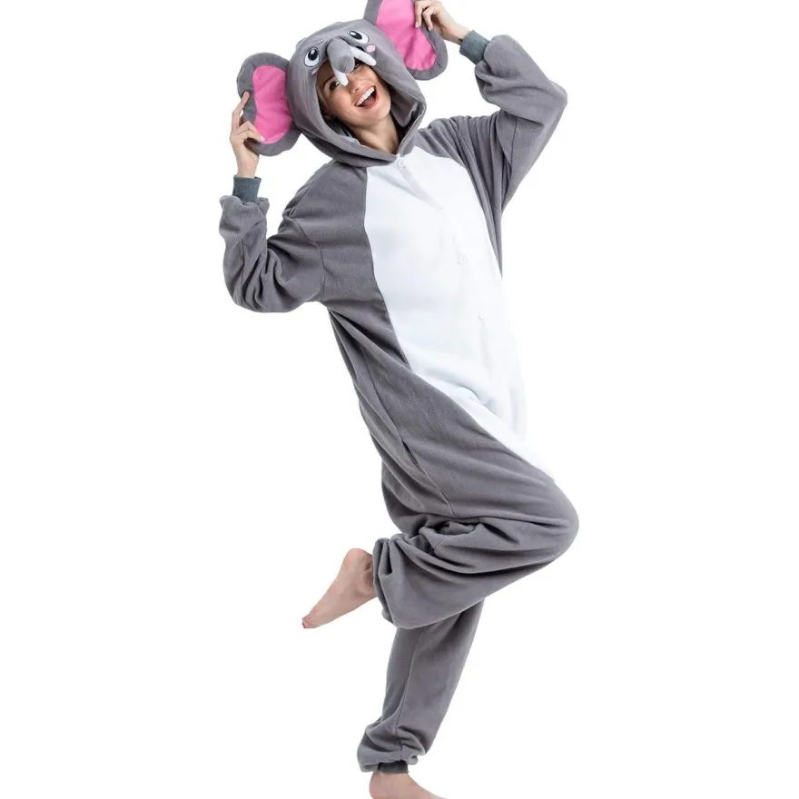 Spooktacular Creations Stitch Elefant Onesie Jumpsuit für Erwachsene, Grau