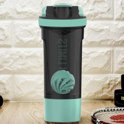 Sportmixer Shaker 720ml mit Sieb Spiralkugel Aufbewahrungsbox Aquagrün