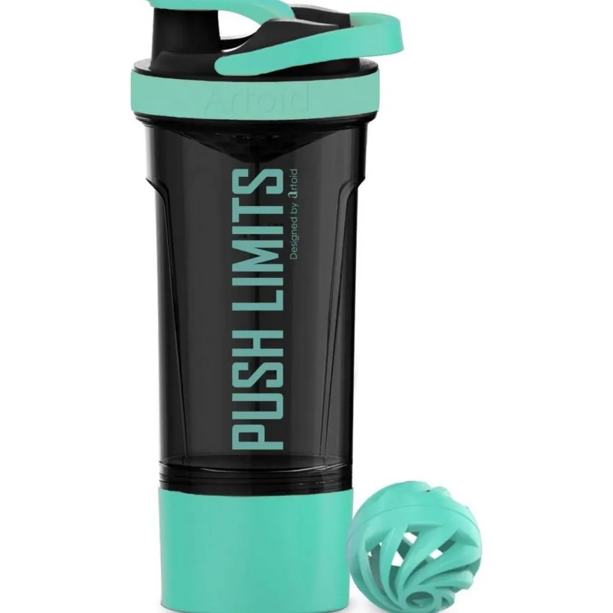 Sportmixer Shaker 720ml mit Sieb Spiralkugel Aufbewahrungsbox Aquagrün