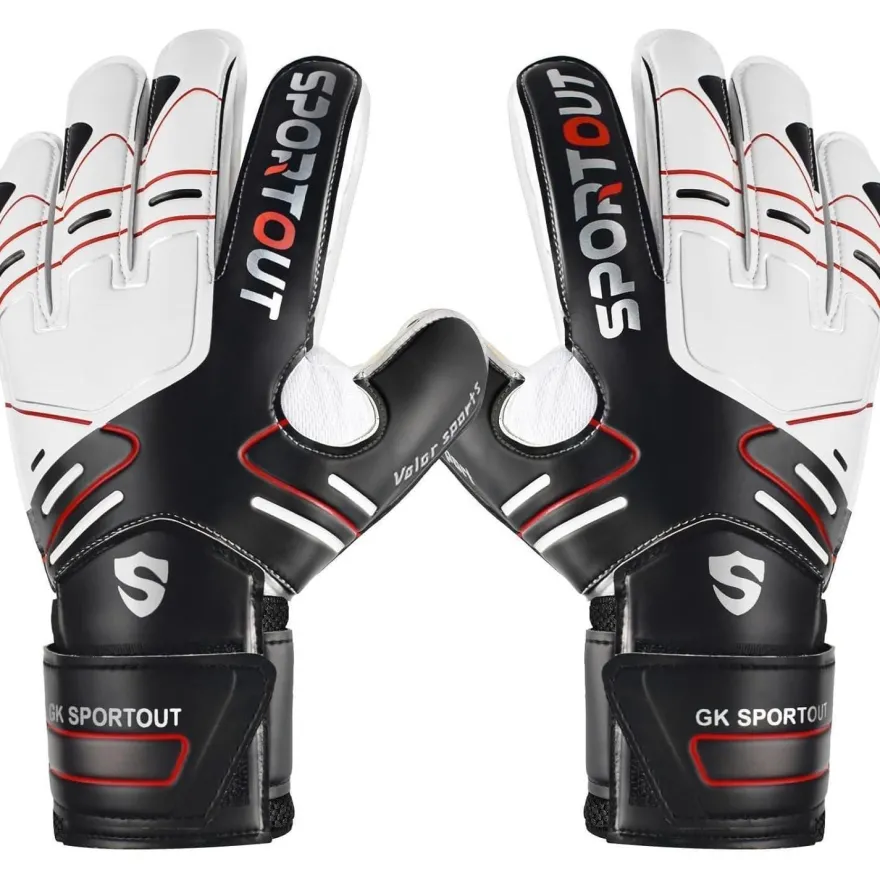 Sportout Torwarthandschuhe mit Fingersave, rutschfeste 4mm Latex Handflächen
