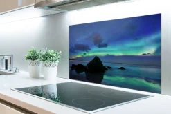 Spritzschutz Küchenrückwand - 90x60 cm Himmel - Landschaft - Polarlicht