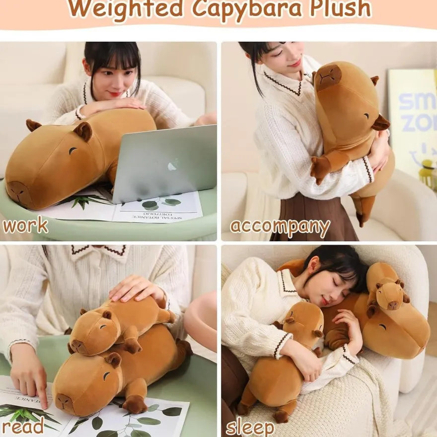 SQEQE Beschwertes Capybara Plüschtier 35 cm - Süßes Wasserschwein Kuscheltier
