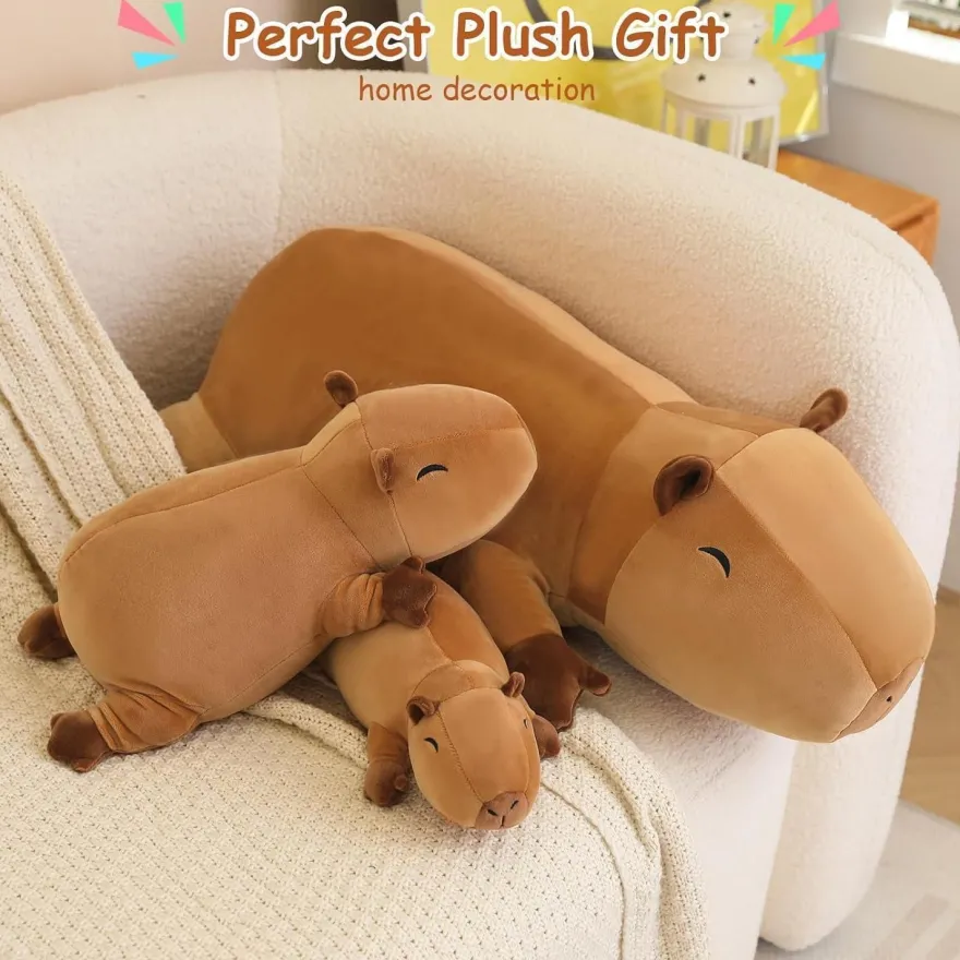 SQEQE Beschwertes Capybara Plüschtier 35 cm - Süßes Wasserschwein Kuscheltier